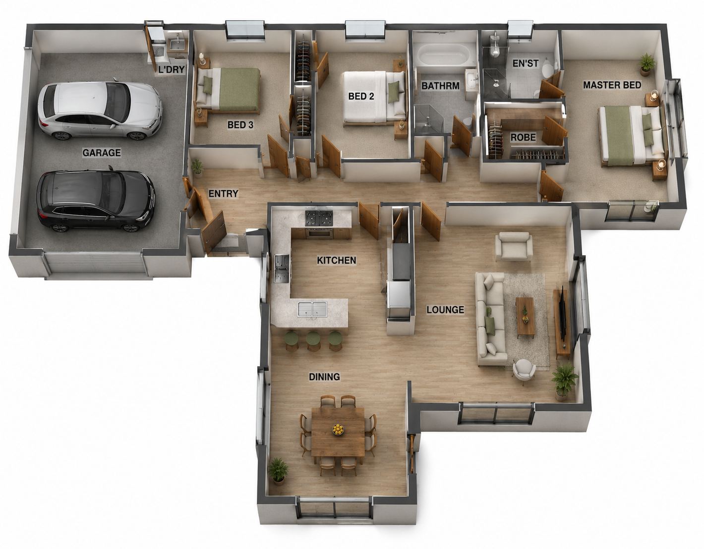 The Evergreen 3D layout